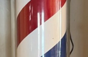 The original barber shop pole for sale at Fly Trap Antiques in downtown Donnelly, Idaho.